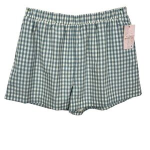 NWT Neutral Ground Blue & Cream Gingham Cotton Cottagecore Shorts – Size Large